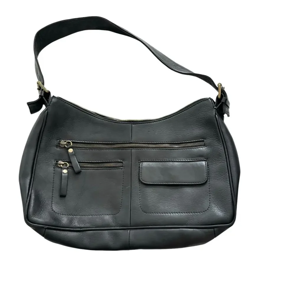 HOBO INTERNATIONAL BLACK LEATHER SHOULDER BAG CASUAL CLASSIC 13"x 8" - Picture 12 of 12